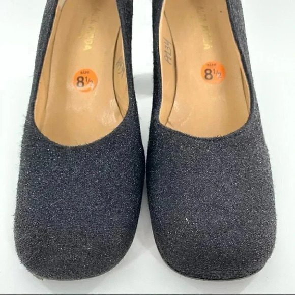 Alta Moda heels sz 8.5 charcoal gray chunky square toe 90s Y2k holiday vintage - Picture 3 of 13
